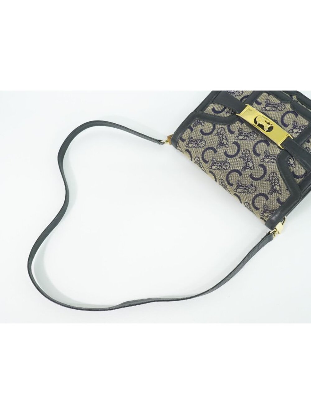 ★SOLD★ Celine C Sulky Carriage Shoulder Bag Pochette Canvas Navy - Picture 4 of 9